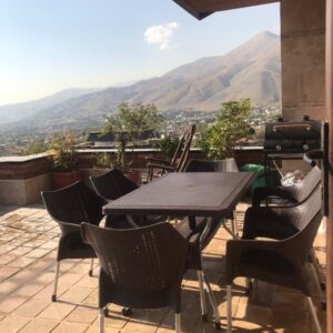 صندلی حصیری پایه فلزی دسته دار
