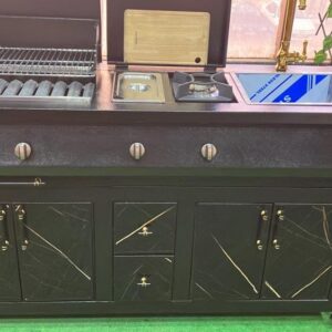 باربیکیو کباب پز سینک دار نما طرح سنگ 160 سانت