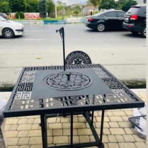 میز آتشدان کاسه چدنی مربع