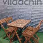 میز و صندلی چوبی تاشو ست چهار نفره ناب